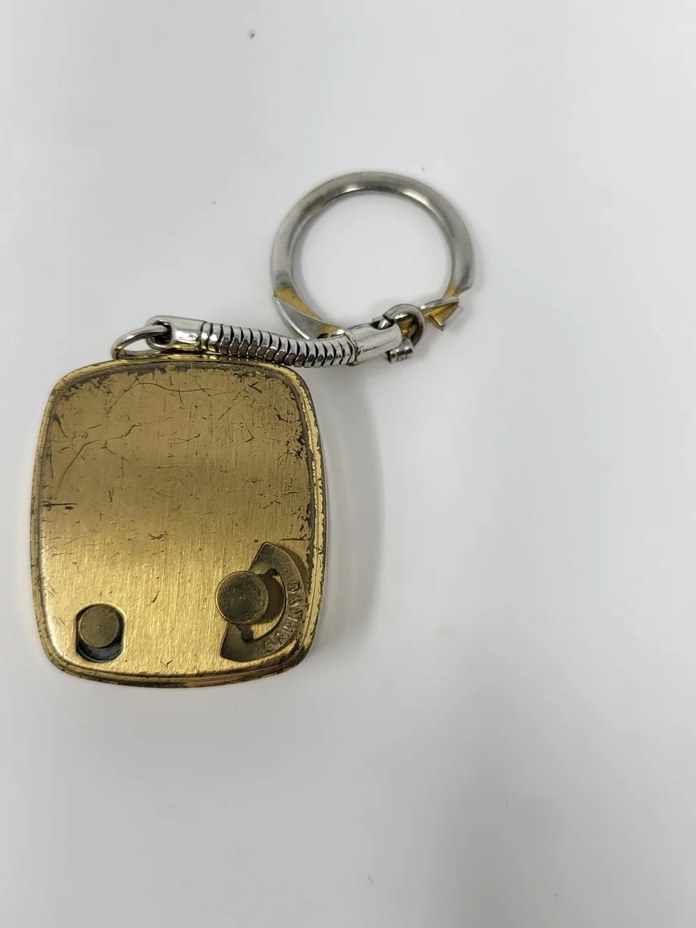 NCAA Red and White IU Logo Keychain with Gold Trim